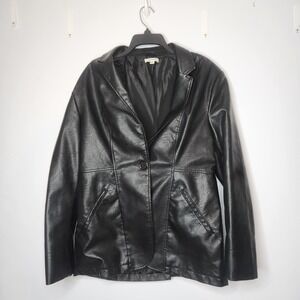 Max Studio Faux Leather Jacket Size Xl Single Button Blazer Like‎ Preppy